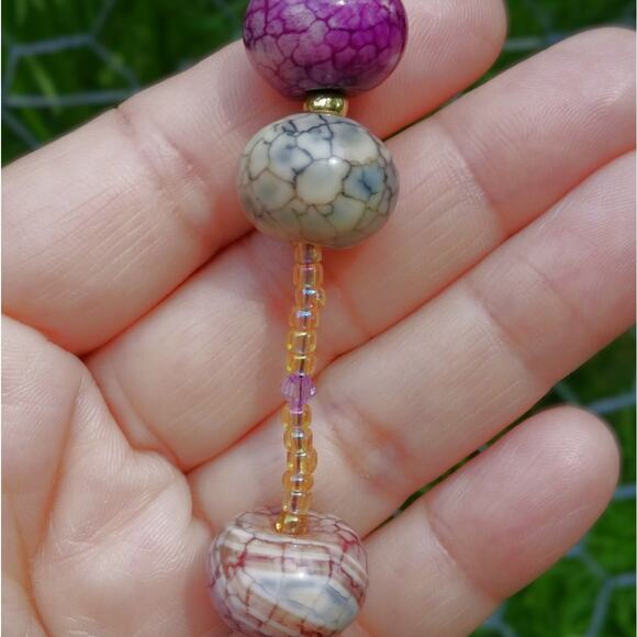 Artisan Ceramic Heart Beaded Suncatcher Life is a Journey Crackled Glass NEW - Picture 13 of 15